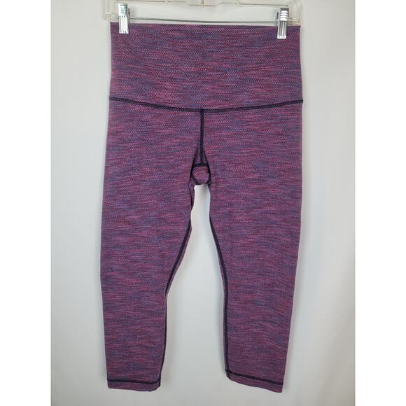 Lululemon Womens Leggings Pink Blue Spacedye Crop Leggings Size Small - Picture 1 of 8